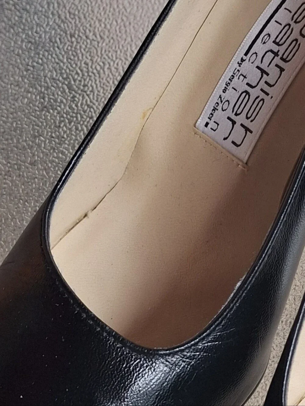 SERGIO ZELCER BLACK SPANISH LEATHER WOMENS Sz 5 1/2 HEELS Made In SPAIN